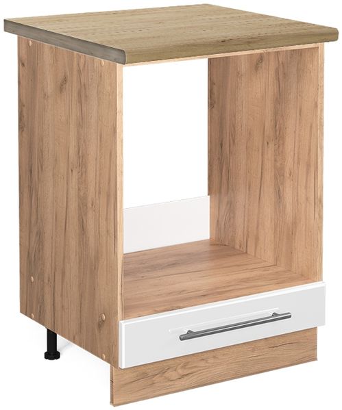 Herdumbauschrank Fame-Line Weiß Hochglanz 60 cm , AP Eiche Vicco