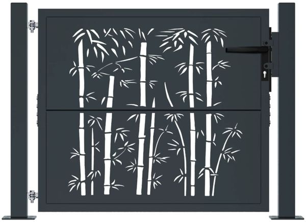 vidaXL Gartentor Anthrazit 100x100 cm Stahl Bambus-Design 153179 Bild 3