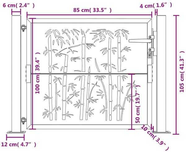 vidaXL Gartentor Anthrazit 100x100 cm Stahl Bambus-Design 153179 Bild 9