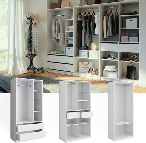 Kleiderschrank Elmo Weiß 280 x 200 cm 3er Set Vicco Bild 2