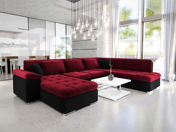 Mirjan24 'Niko Bis' Wohnlandschaft, Plüschstoff, 76 x 205 x 348 cm, Rot, Links