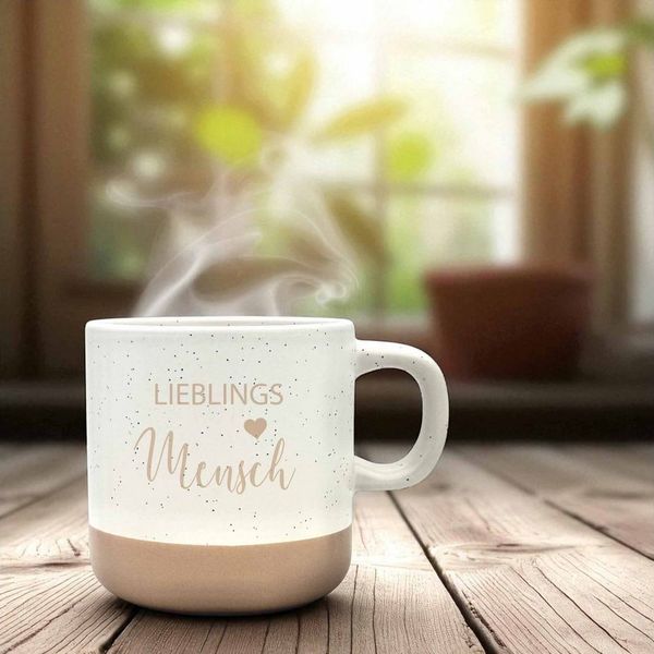 Camolo Tasse Kaffeetasse Steingut Lieblingsmensch, Keramik