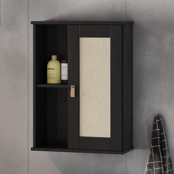 Badoberschrank 52x70cm 'Seattle' Kiefer massiv schwarz