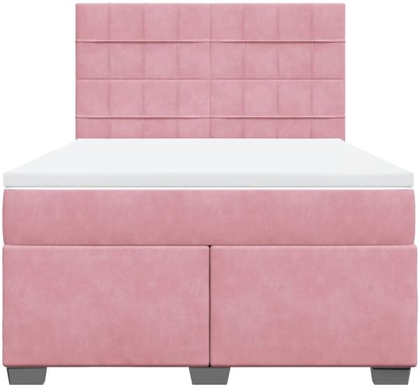 vidaXL Boxspringbett mit Matratze Rosa 140x190 cm Samt 3290911 Bild 4
