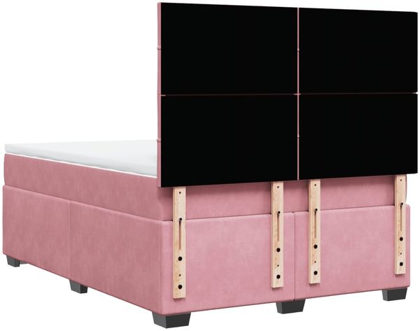 vidaXL Boxspringbett mit Matratze Rosa 140x190 cm Samt 3290911 Bild 10