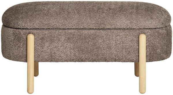 Truhenbank >Branca< Naturholzbeinen natur, Bezug in Braun - 98x48x41 (BxHxT)