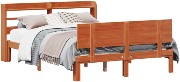 vidaXL Bettrahmen mit Kopfteil 2 pcs Wachsbraun Massivholz Kiefer 3422704