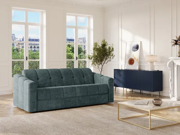 Vente-unique - DARIELO Sofa Stoff Blau - B 223 cm95 cm x H 93 cm x L 190 cm