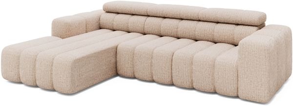 Ecksofa Ottomane links Chenille 289x188x78 beige KONSTANTIN