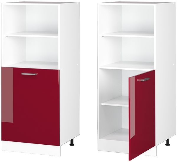 Hochschrank R-Line Bordeaux Hochglanz 60 cm mit offenen Regalen, und Tür Vicco Bild 6