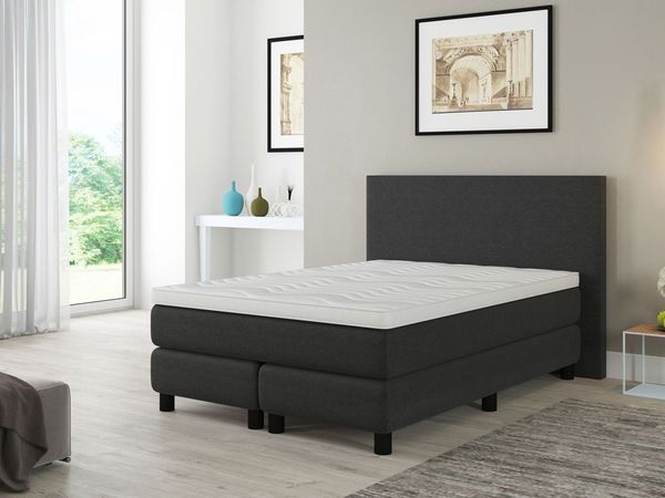 Boxspringbett Florenz. 140x200cm. Textilbezug. beige. Härtegrad 3. mit Topper