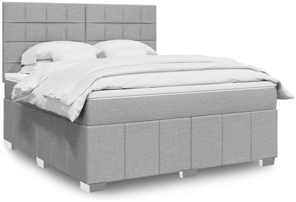vidaXL Boxspringbett mit Matratze Hellgrau 180x200 cm Stoff 3291747
