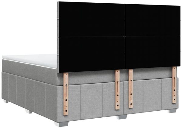 vidaXL Boxspringbett mit Matratze Hellgrau 180x200 cm Stoff 3291747 Bild 6