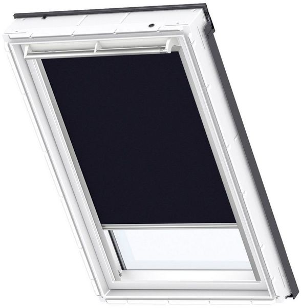 Verdunklungsrollo DKL Y85 1100S, VELUX, verdunkelnd, ohne Bohren, in Führungsschienen, VELUX »Pick & Click!«, alufarbene Führungsschienen & Griffleiste