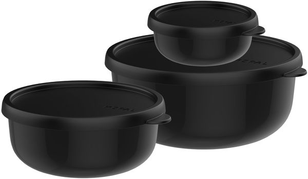 Mepal - Mikrowellengeschirr set 3-teilig Lumina - Frischhaltedosen mit Deckel für Kühlschrank, Gefrierschrank, Dampfgarer & Mikrowelle - Aufbewahrungsbox - 250 + 750 + 1500 ml - Nordic black