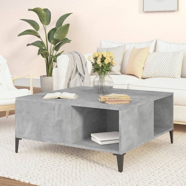 vidaXL Couchtisch Betongrau 80x80x36,5 cm Holzwerkstoff 821104