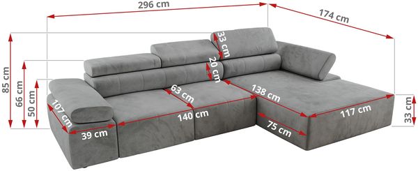 Mks Möbel 'RILASSO' Ecksofa, mit Relax-funktion, Elektrisch verstellbarer Sitz, L-förmige Ecke mit Armlehnen, Wellenfeder, Hellgrau, Velours, links Bild 6