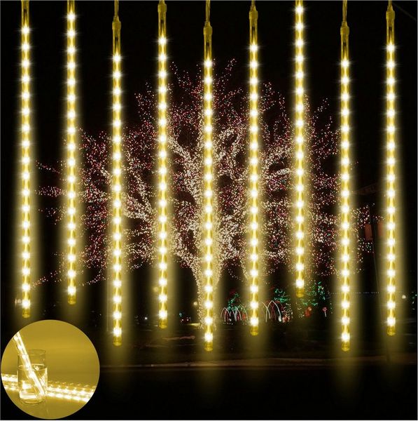 MUPOO LED-Lichtervorhang LED Meteorschauer-Lichterkette 30cm/50cm LED Lichterketten 8 Röhren, Niederspannung 4.4/6M Dekora