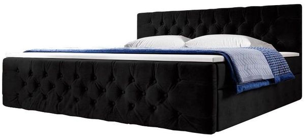 Boxspringbett Velutto mit Stauraum 200x200 Schwarz H2 (bis 70kg)