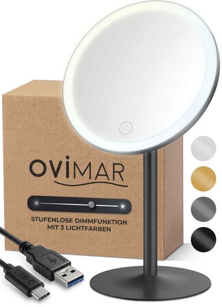 ovimar Kosmetikspiegel (1-St), aus Edelstahl in Schwarz zur