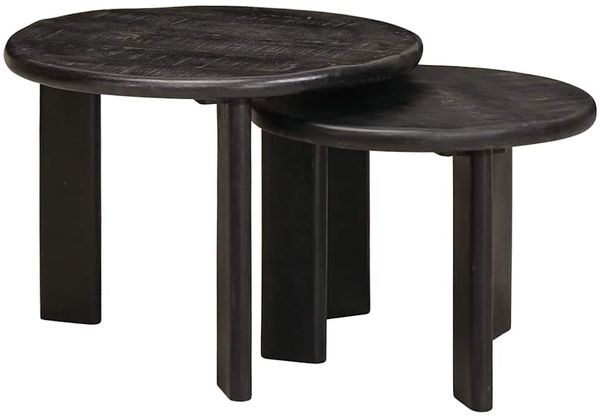 vidaXL Nesting-Couchtische 2 pcs Weiß Massivholz Mango 4104651