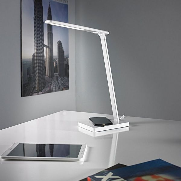MeLiTec Tischleuchte LED QI Schreibtischlampe T95-1, LED fest integriert, warmweiß, neutralweiß, kaltweiß, mit QI Ladefläche zum induktionsbasierten Laden von Smartphones