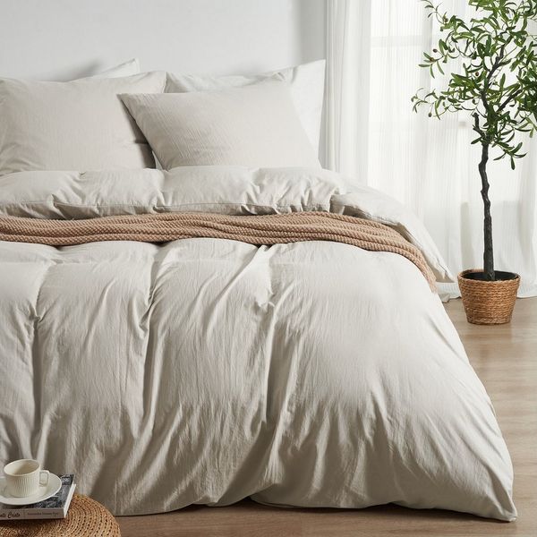 Topfinel Bettwäsche Bettwäsche 135x200 4teilig weiche Vorgewaschene Hautfreundlich, 100% Mikrofaser, 3 teilig, 1 Bettbezüge 200 x 220 2 Kissenbezüge 80x80 Reißverschluss Leinen