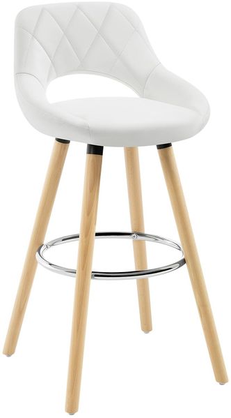 WOLTU Barhocker, Barstuhl Küchenhocker Thekenhocker, Hocker mit Rückenlehne Fußstütze, aus Holz Kunstleder, für Bar Küche Theke Restaurant Café, Weiß, BH111ws-1