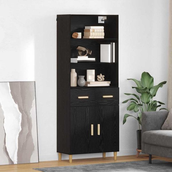 vidaXL Highboard Schwarz Eichen-Optik 69,5 x 32,5 x 180 cm 3416168