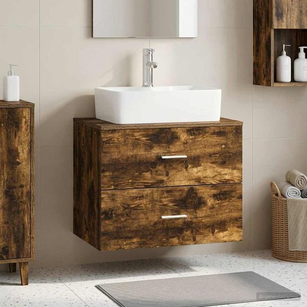 vidaXL Wandaufbewahrung Badezimmer Geräucherte Eiche 890330