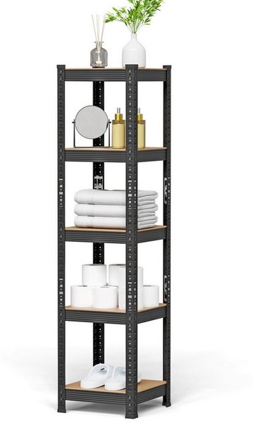 JEOBEST Schwerlastregal Kellerregal, Lagerregal 150 x 37 x 37 cm, Metall, Keller/Garage /Lager, 1/2-tlg, 5 MDF-Platten Kellerregal, Steckregal (Schwarz) Bild 3