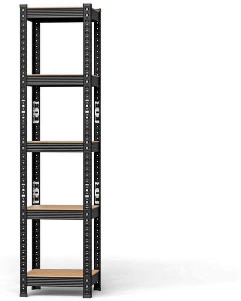 JEOBEST Schwerlastregal Kellerregal, Lagerregal 150 x 37 x 37 cm, Metall, Keller/Garage /Lager, 1/2-tlg, 5 MDF-Platten Kellerregal, Steckregal (Schwarz) Bild 4