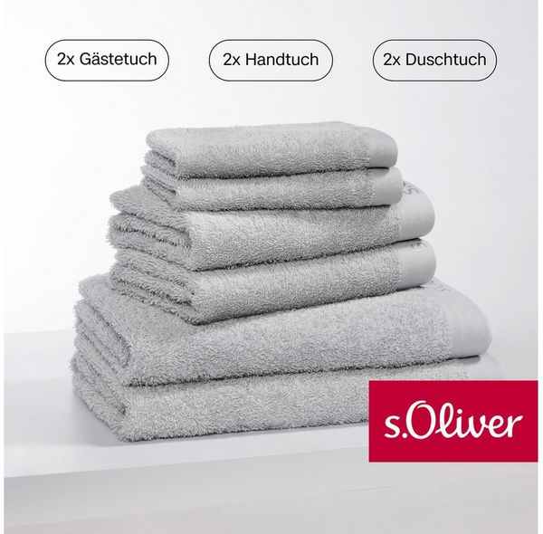 s.Oliver Handtuch Set s.Oliver, Premium Qualität, 600 gr/m², Walkfrottier (Set, 6-St), 2 Gästetücher 30x50, 2 Handtücher 50x100, 2 Duschtücher 70x140