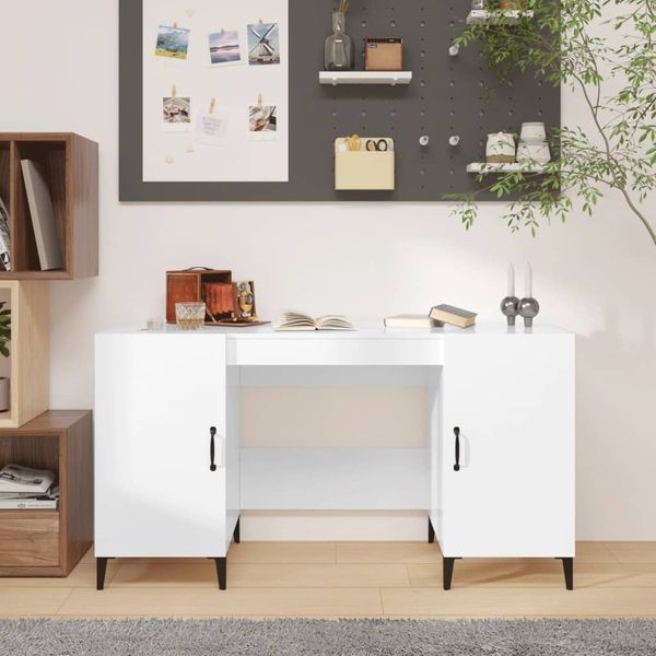 vidaXL Schreibtisch Hochglanz-Weiß 140x50x75 cm Holzwerkstoff 812777