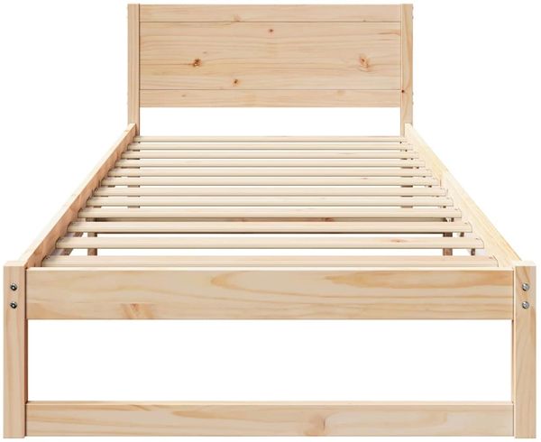vidaXL Bettrahmen mit Kopfteil Natur 90 x 190 cm Massives Kiefernholz 873295 Bild 5
