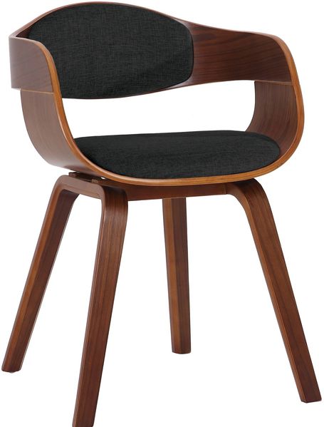 Besucherstuhl LONDON Stoff - 73x49x46cm, Walnuss/Schwarz Stoff Holz Gestell Konferenzstuhl Wartezimmerstuhl