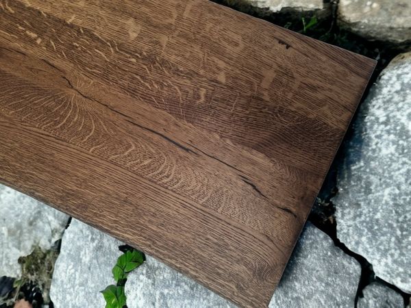 DM-Handel Waschtischplatte Eiche Holzplatte massiv (von 40 cm bis 120 cm Breit Waschtisch, Naturkant Waschbecken, Waschbeckenplatte Palisander), sehr Massiv 4 cm
