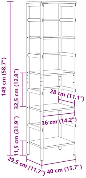 vidaXL Bücherregal Artisan-Eiche 40 x 29,5 x 149 cm Holzwerkstoff 883915 Bild 10