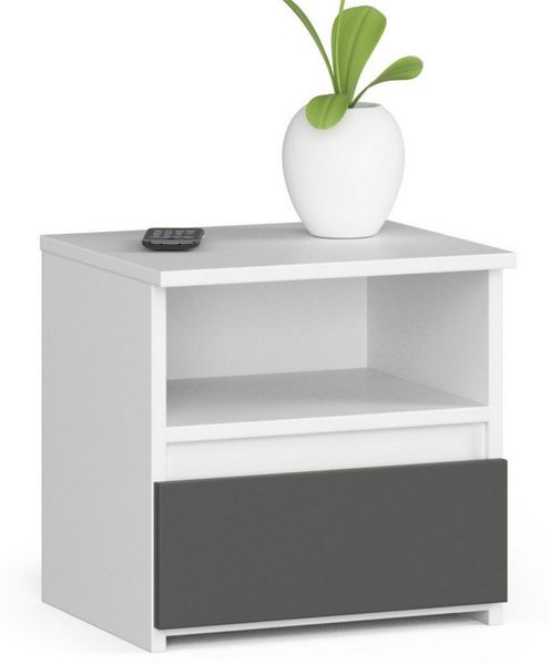 Home Collective Kommode 40 cm breit Holz Highboard Sideboard für Flur Schlafzimmer Wohnzimmer (Mehrzweckschrank Schrank schmal Kommode Schlafzimmer mit Schubladen), Kinderzimmer Organizer, 40 cm hoch mit 1 Schublade weiß-graphit