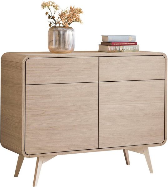 Home affaire Sideboard Torsby, moderner Schrank, Kommode in Eiche Natur, 108 cm breit, abgerundete Ecken, ausreichend Stauraum, vielseitig einsetzbar