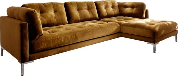Trends by HG Ecksofa Landau L-Form, in Cord-Stoff mit Metallfuß
