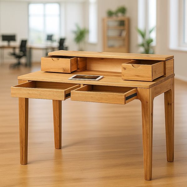 Sekretär Wildeiche Schreibtisch 110x76x96x55 Schubla. Softeinzug #2244