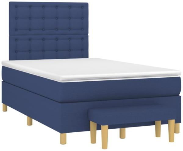 vidaXL Boxspringbett mit Matratze Blau 120x190 cm Stoff 3270438