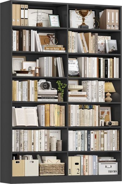Homfa Bücherregal 212,5 cm hoch Standregal Bücherschrank Regal, mit 14 Fächern Raumteiler Aufbewahrungsregal 120 x 30 x 212,5 cm schwarz