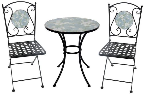 HTI-Living Garten-Essgruppe Tisch und 2 Stühle Celia Petunien, (Set, 3-tlg, 1 Tisch 2 Stühle), Sitzgruppe Essgruppe Balkonset