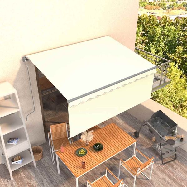 vidaXL Markise Automatisch Einziehbar mit Volant 3x2,5 m Creme 3069387