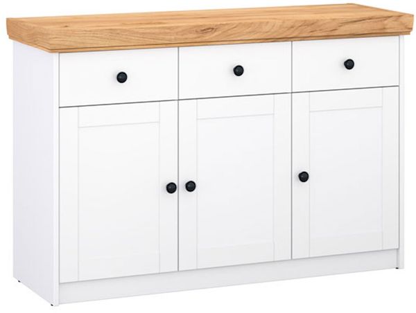 Kommode Sky Sideboard 123x41x82cm weiß Gold Craft Eiche