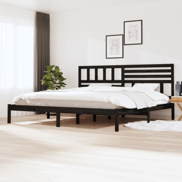 vidaXL Massivholzbett Schwarz Kiefer 180x200 cm 6FT Super King [3101042]