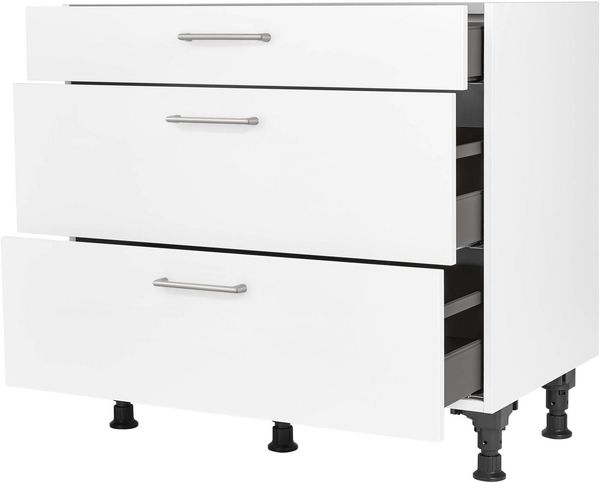 nobilia® Unterschrank "Laser", vormontiert, mit höhenverstellbaren Sockelfüßen, in den Breiten 30, 45, 60 und 90 cm, mit Schubkasten und Auszügen