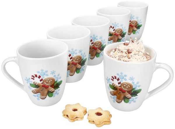 MamboCat Becher 6x Candyman Kaffeebecher 320ml Porzellan-Tassen 6 Personen Glühwein, Porzellan, Weihnachtsgeschirr, Winter, Weihnachtsset, Geschirr, Advent